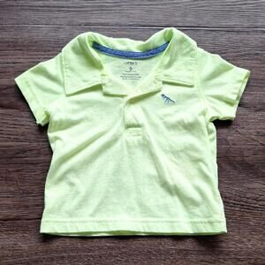 Carters Neon Green Dinosaur Collar Shirt Size 6m